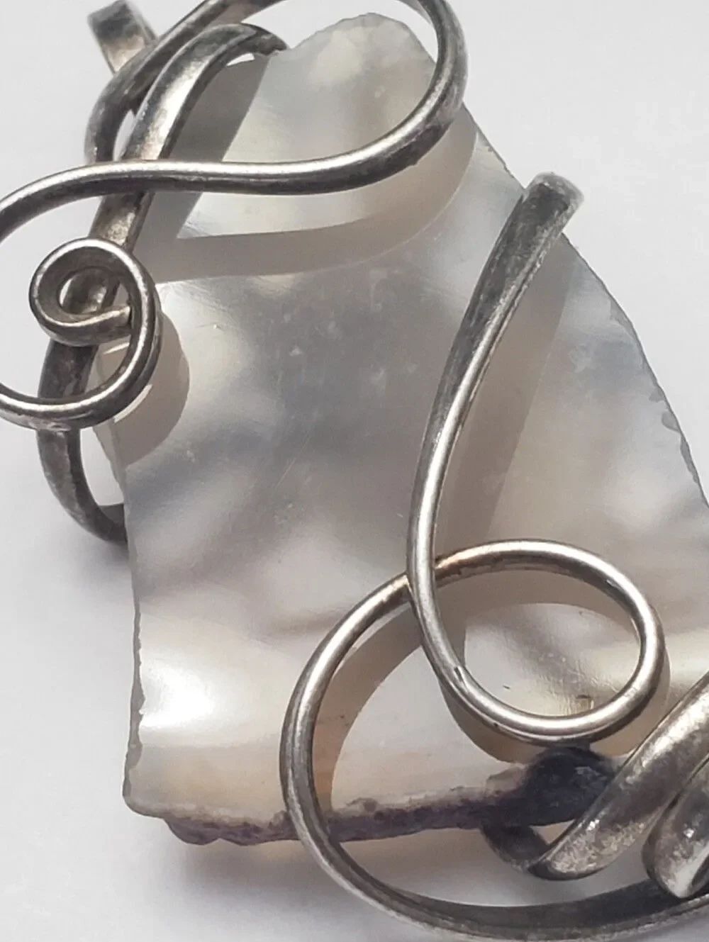 Wire Wrapped Translucent Agate Pendant - Picture 2 of 7